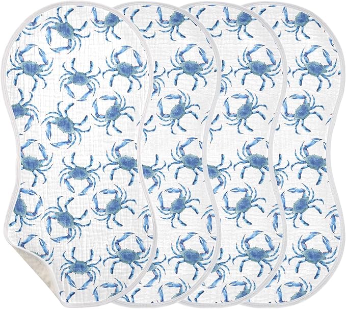vvfelixl Burp Cloths Blue Crabs for Baby Boy Girls Baby Washcloths Burp Rags 1 Pack