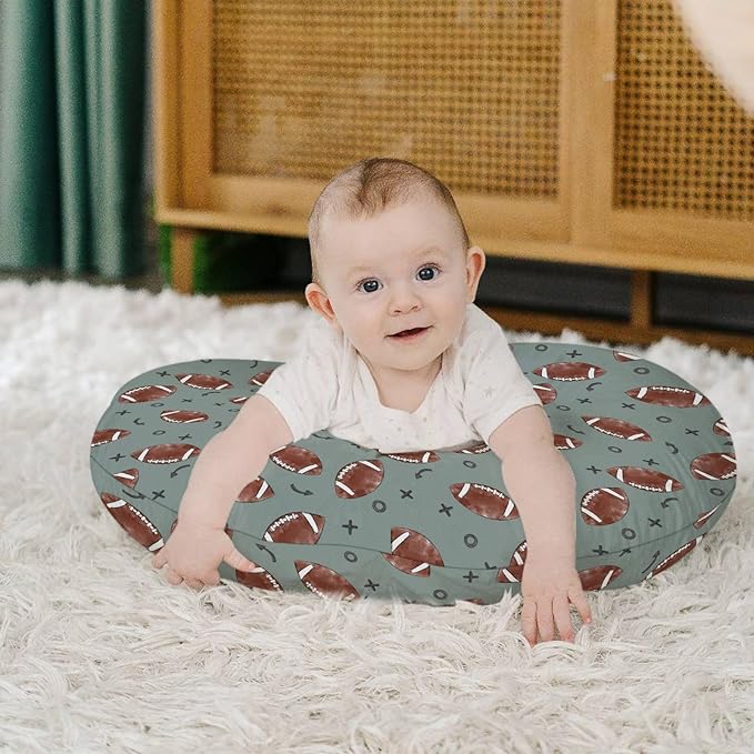 Baby Boys Nursing Pillow Cover Football Game American Sport, Blue Watercolor US Match Breastfeeding Pillowcase, Bottle Feeding Pillow Slipcover Cover Only