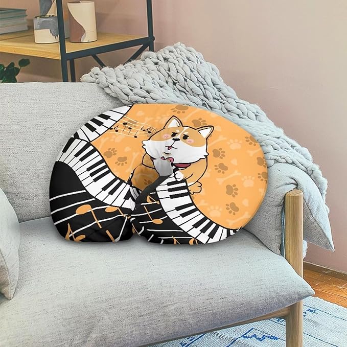 Nursing Pillow Cover Slipcover Cute Cat and Piano Notes Soft Maternity Breastfeeding Newborn Infant Feeding Cushion Cover Breathable Breastfeeding Cover