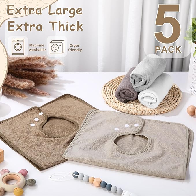 Hercicy Full Coverage Pullover Toddler Baby Bibs Terry Cloth Bibs with Snap Button for 0-4 Years Unisex Feeding Drooling