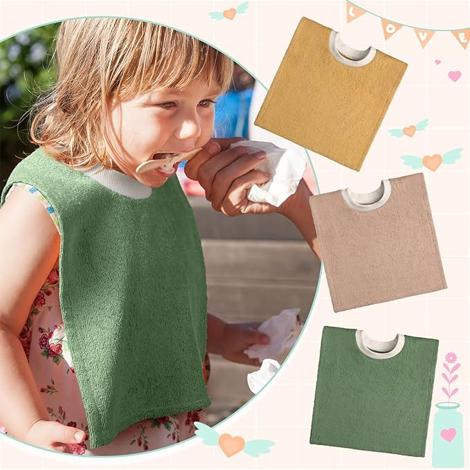Foaincore 6 Pcs Pullover Baby Bibs Cotton Terry Toddler Absorbent Infant for Feeding and Drooling Towel Bib (Lively Color)