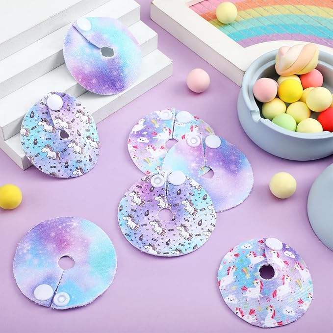Breling 24 Pack G Tube Button Covers Cotton Pads for Feeding Support G Tube Accessories, Unicorn Feeding Button Pads Supplies Nursing Breast Supplies for Women