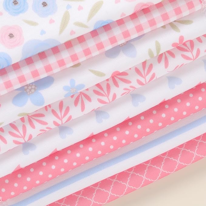 8 Pack Baby Burp Cloths, Unisex for Boys and Girls, Super Absorbent and Soft Towel,Solid Color (Pink-lht)