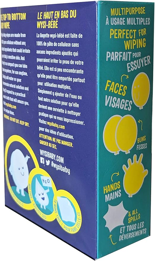 Wysi Baby Starter Kit Multi-Purpose Expandable Wipes & Travel Tube - Just Add Water - 100 Compressed Tablets - All Natural Reusable Wipes & Towellettes - Hypoallergenic - Compostable - Gentle