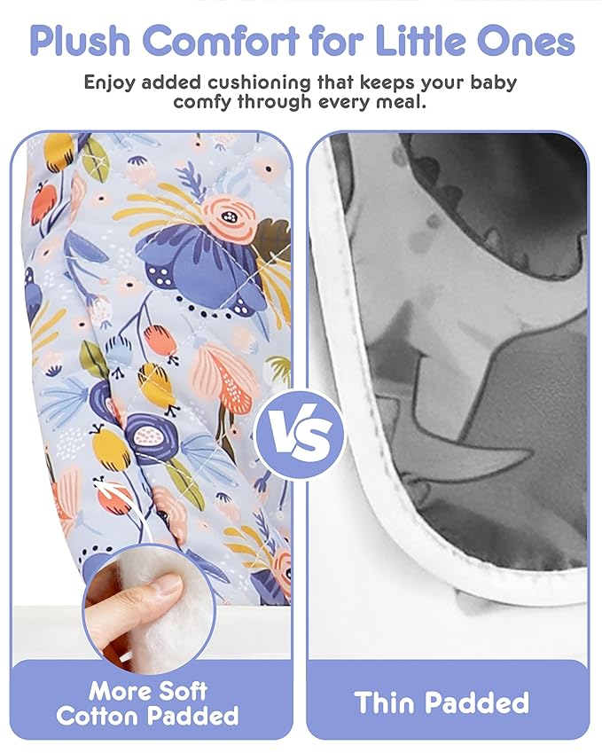 Baby High Chair Cover Replacement, Reversible & Waterproof High Chair Cushion Pad Home & Restaurant use, Includes 5-Point Harness Strap, Chair Not Included - Blue