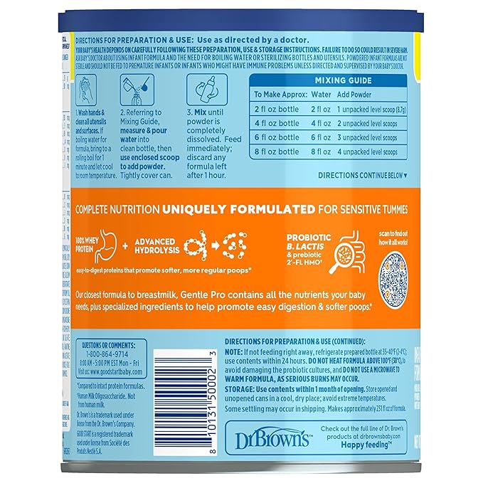 Dr. Brown's Baby Formula Mixing Pitcher with Adjustable Stopper, Locking Lid, & No Drip Spout, 36oz, BPA Free, Black & Good Start Baby Formula Powder, 36 Ounce For 0-12 Months