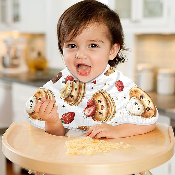 Pancakes Cakes Cute Burp Cloths Baby Boys Girls Absorbent Soft Cotton Burping Cloths Rags, 2 Pack