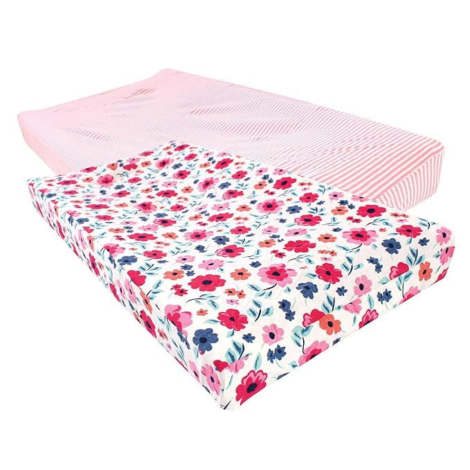 Touched by Nature Unisex Baby Organic Cotton Changing Pad Cover, Garden Floral, One Size