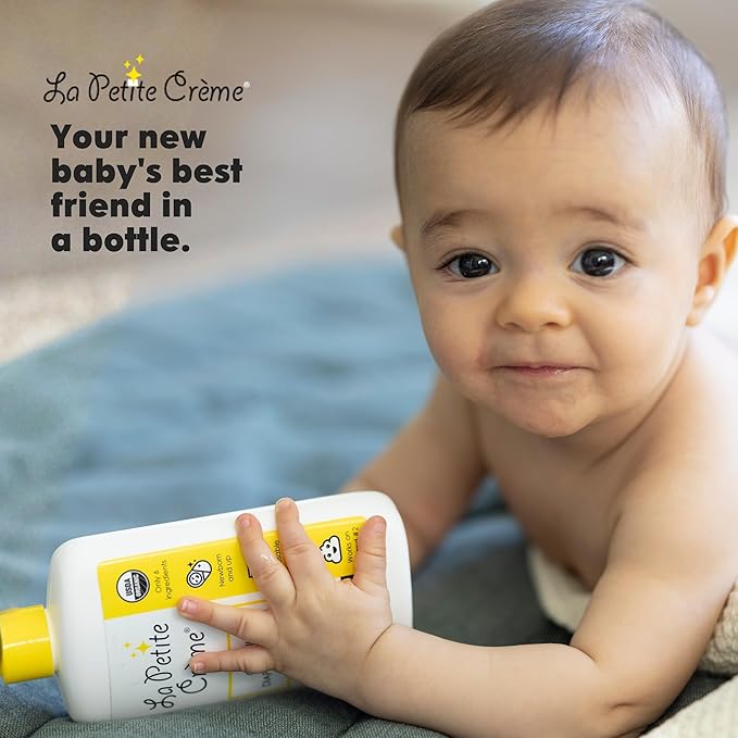 La Petite Creme French Premium Diapering Lotion - Diaper Cream Alternative to Baby Wipes - Gentle Moisturizer & Skin Cleanser with USDA Certified Organic Ingredients - Baby Essentials (20 oz)