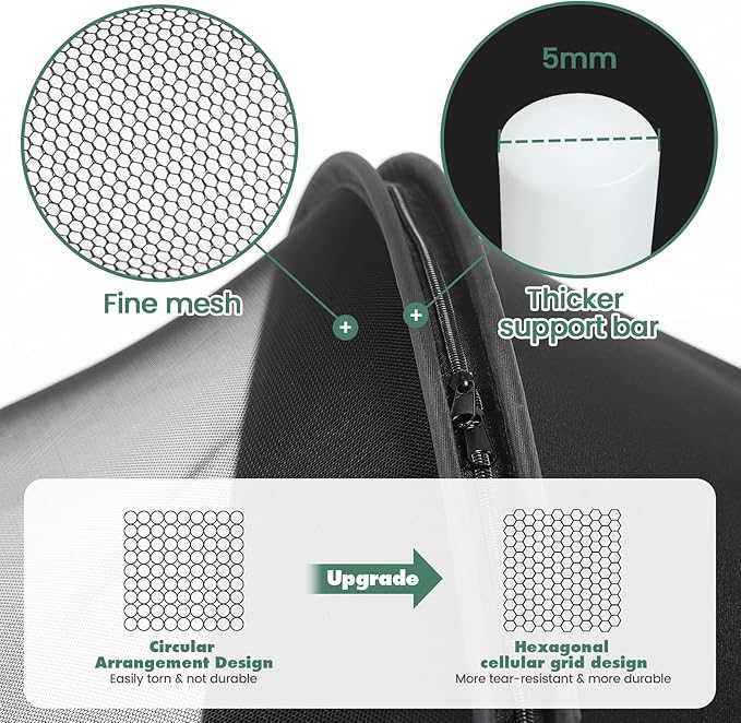 Orzbow Bassinet Cover for Cats - Breathable Mosquito Net Cover for Cradles/Travel Cribs/Mini Cribs, Baby Mosquito Net to Keep Pets Out, Baby Bassinet Accessories, Two-Way Self-Locking Zippers, Black