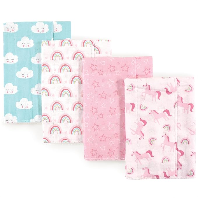 Luvable Friends Cotton Poly Flannel Burp Cloths Multipack, Rainbow 8-Pack, One Size