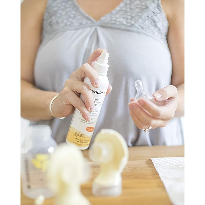 Medela 2 PersonalFit Flex Replacement Connectors for Pump in Style MaxFlow, Swing Maxi & Freestyle Breast Pumps + Quick Clean Breast Pump Sanitizer Spray, 8 Fluid Ounces