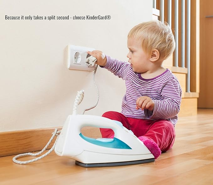 (2-Pack) Safety Outlet Cover by KinderGard,Self-Closing Electrical Socket Protector for Baby Child Proofing,Safety,Toddlers,Protection, DIY, Easy Installation Works with Existing Outlets(Bulk Packed)