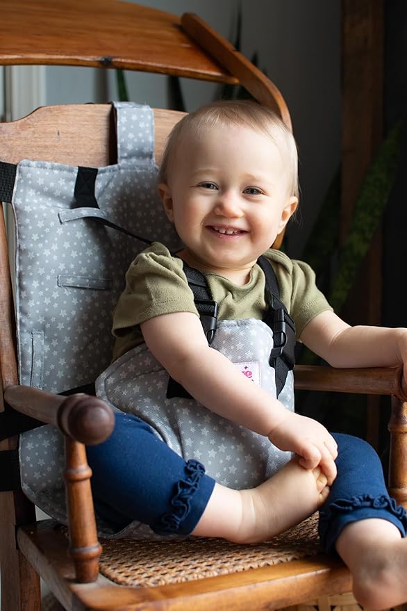 Portable Chair Strap - Travel Dining Seat Cover for Babies & Toddlers | Portable Baby Chair for Travel | Compact, Foldable Baby Seat Cover – Grey