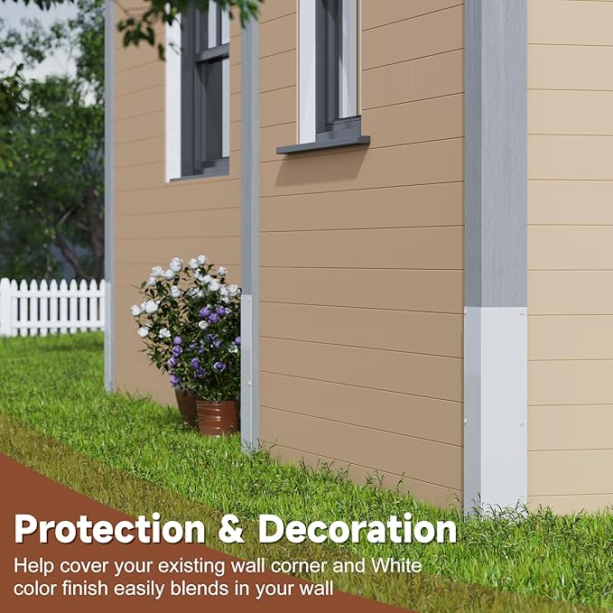 BJADE'S Aluminum Siding Corners Metal Corner Guards for Vinyl Siding,Outside Weed Whacking Protection,3 3/8'' x 3 3/8'' x 15 3/4'',2 Pack