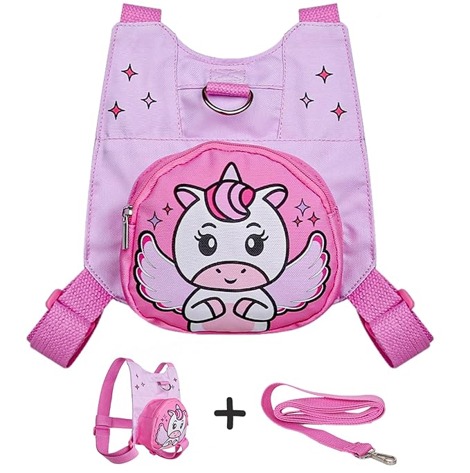 Unicorn Toddler Harness with Leash – Walking Leash for Toddlers | Cute & Secure Safety Harness for Walking Outdoors (Pink)
