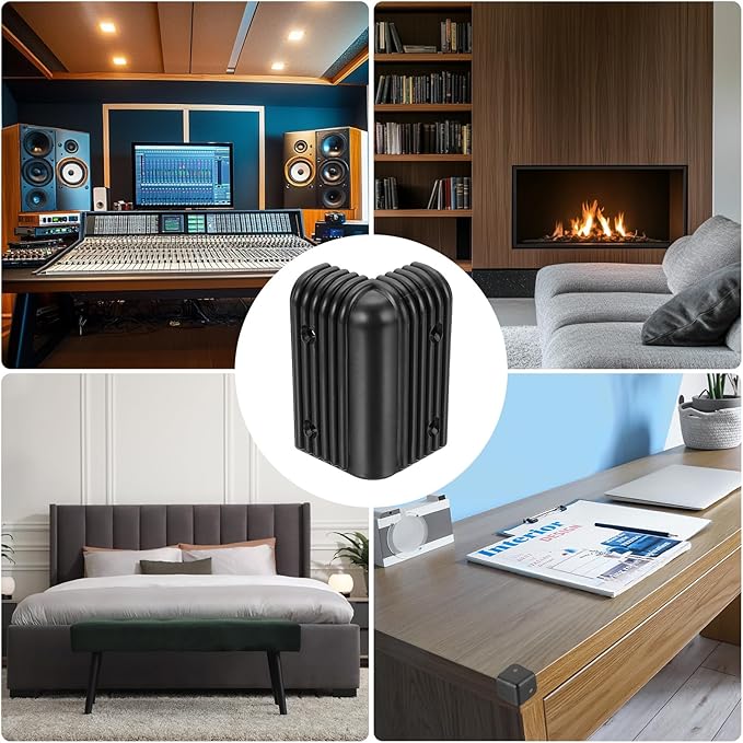uxcell 8Pcs 3.07" x 1.89" Speaker Corner Protectors, Plastic Right Angle Protector Thickening Speaker for Cabinet Guitar Amplifier Stage Speakers, Black