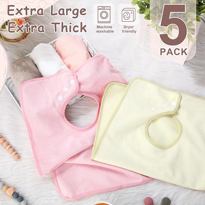 Hercicy Full Coverage Pullover Toddler Baby Bibs Terry Cloth Bibs with Snap Button for 0-4 Years Unisex Feeding Drooling