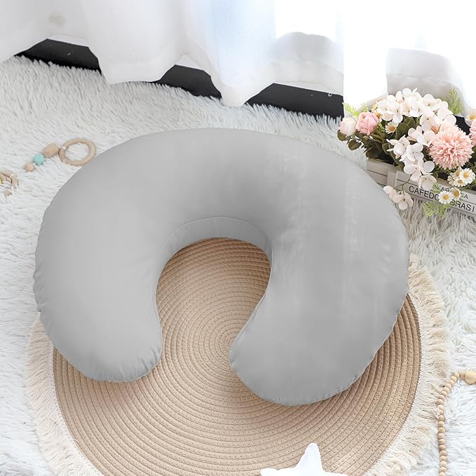 Hooyax Baby Waterproof Nursing Pillow Cover, Stretchy Nursing Covers for Breastfeeding Pillows, Adorable Infant Feeding Pillow Slipcover for Baby Boy and Girls (Grey)