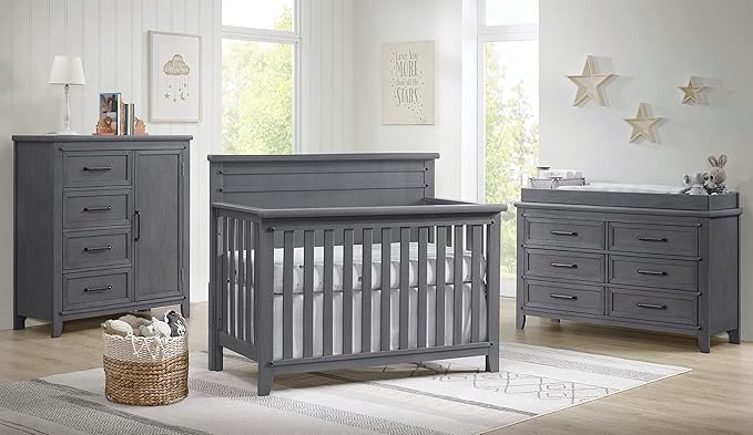 Soho Baby 49065570 Ellison Premium Changing Topper for 6-Drawer Dresser, Wire Brush Ash Gray Finish