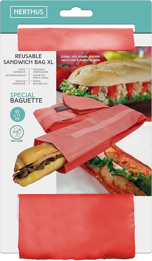 NERTHUS FIH 875 Snack Bag XL Reusable Coral, Ecological, Adaptable, Easy to Clean and Washable