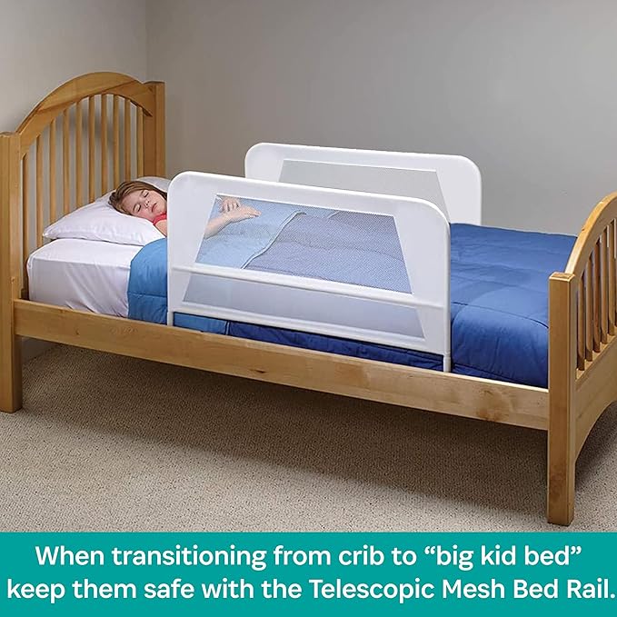 KidCo BR303 Children's Bed Rail Double Pack - Quick Assembly Toddler Bedrail (White)