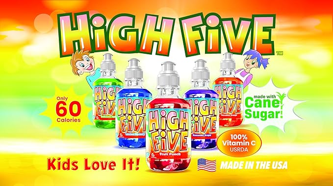 High Five Blueberry Flavored Juice Drink – 10.1 oz Bottles, Naturally Sweetened with Vitamin C, Low-Calorie Fruit Juice Beverages with Spill Proof Sports Cap (Pack of 24)