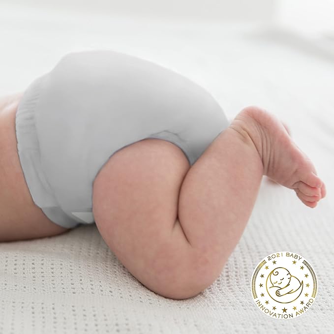 SmartNappy by Amazing Baby, NextGen Hybrid Cloth Diaper Cover + 1 Tri-fold Reusable Insert + 1 Reusable Booster, Gray, Solid, Size 2, 8-15 lbs (Pack of 2)