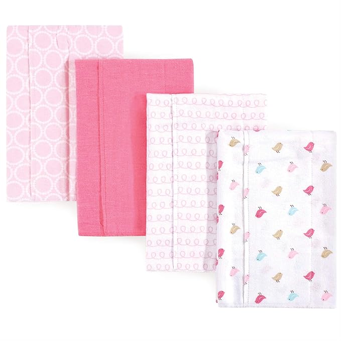 Luvable Friends Cotton Poly Flannel Burp Cloths Multipack, Birdies 8-Pack, One Size