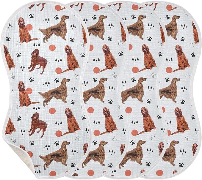 vvfelixl Muslin Burp Cloths Irish Setter Dog Pattern Baby Washcloths for Baby Girl Boys 2 Pack
