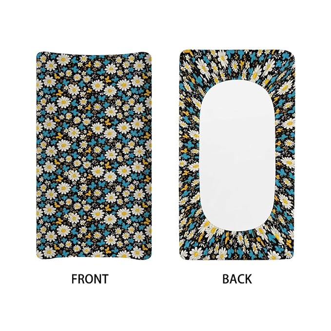 Daisy Diaper Change Table Covers Soft Girl Changing Pad Cover with Elastic Edge Waterproof Baby Nursery Diaper Changing Pad Sheets Gift for Birthday