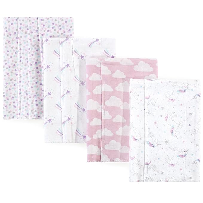 Hudson Baby Unisex Baby Cotton Flannel Burp Cloths, Magical Unicorn, One Size