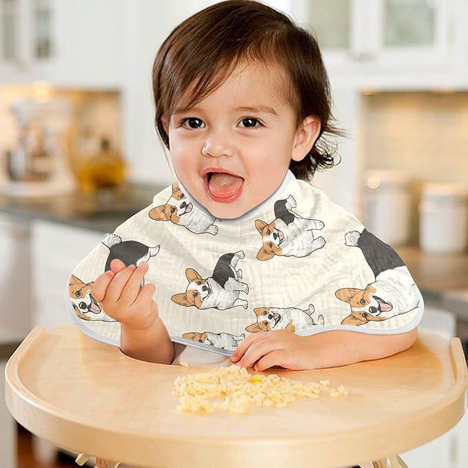 Cute Corgis Dogs Burp Cloths Baby Boys Girls Absorbent Soft Cotton Burping Cloths Rags 1 Pack