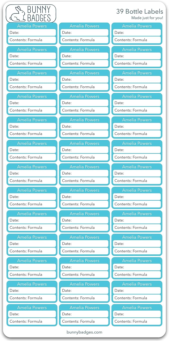 Personalized Baby Bottle Labels for Daycare - Write-On Name Labels (Double Line, 39 Labels)