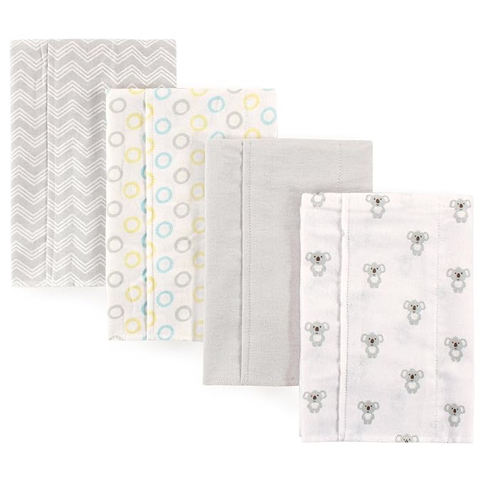 Luvable Friends Cotton Poly Flannel Burp Cloths Multipack, Koala 8-Pack, One Size