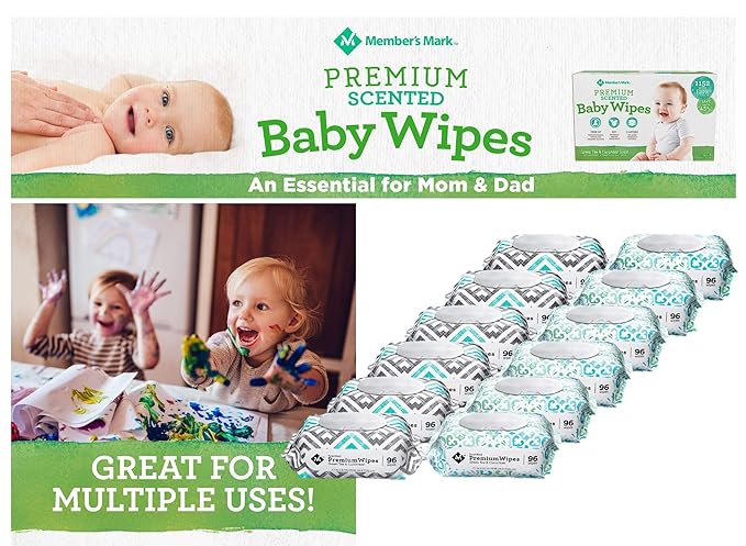 HAO M Mark Premium Green Tea & Cucumber Scented Baby Wipes (1152 Count) W/Moist Towelettes