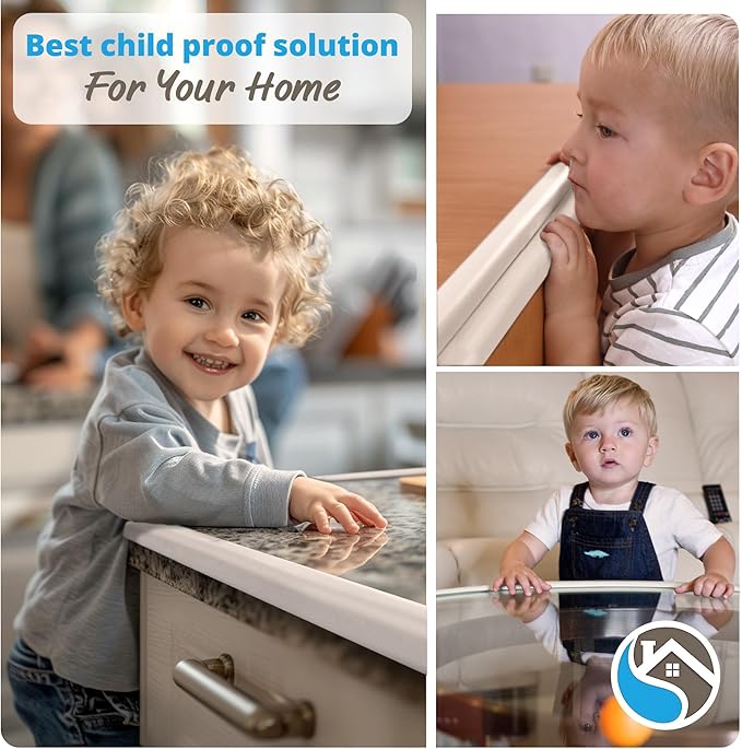 Premium 12ft Edge Protector for Baby, Odorless & Waterproof Foam Cushion with 3M Adhesive Tape, Non-Toxic to Baby Proof Corners and Edges, Wall Corner Protector & Desk Edge Cushion White