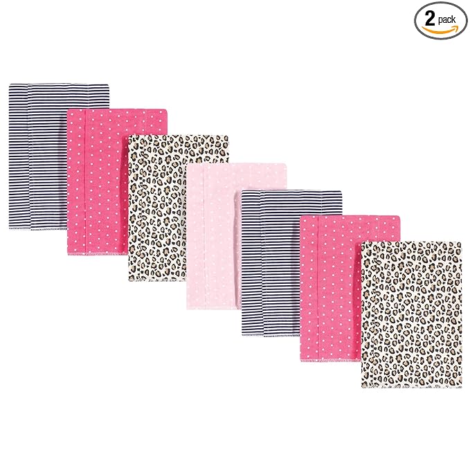 Hudson Baby Unisex Baby Cotton Flannel Burp Cloths, Leopard, One Size