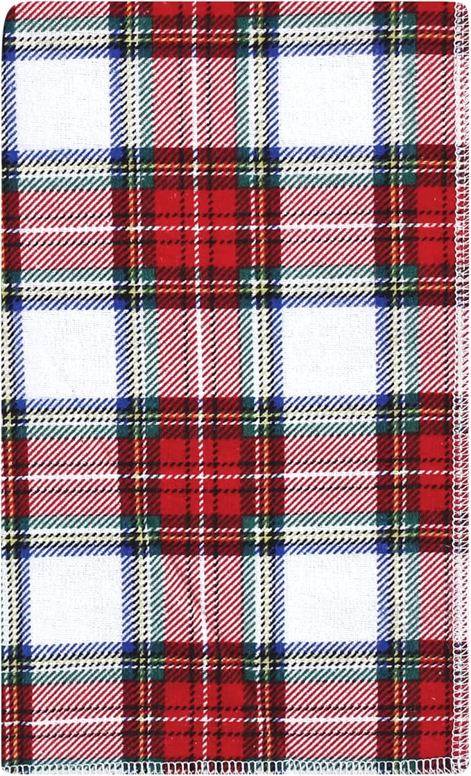 Luvable Friends Hudson Baby Flannel Burp Cloths 10pk, Classic White Tartan