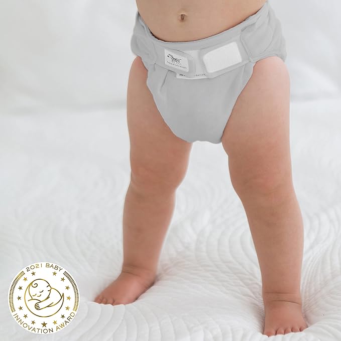 Amazing Baby Hybrid Cloth Diaper Cover with Pocket-Sling, Med, Sz 3 (12-25 lbs), Use Boosties Inserts, Gray, SmartNappy Set includes Swim Cover + Tri-fold Insert + Booster Pad