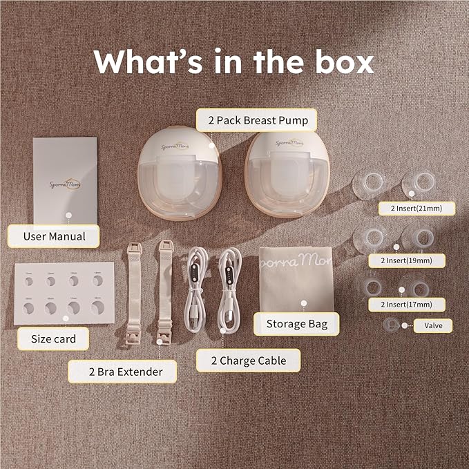 W2 Hands Free Heated Breast Pump, Electric Portable Wearable Breastfeeding Pump, Comfort 2 Modes & 9 Levels Hospital Grade Suction for More Milk, Leakproof, Ultra-Slim and Quiet, 24mm-2 Pack