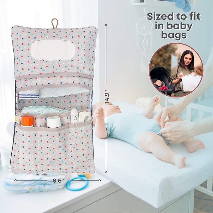 HAMUR Baby Diaper Bag Organizer – Compact & Foldable Stroller Pouch for Newborn Essentials | Travel-Friendly | Fits Boys & Girls (Space)