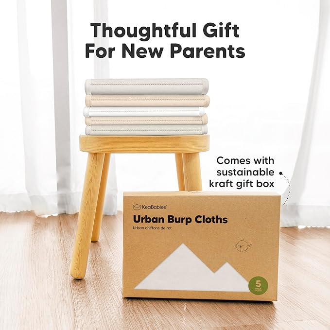 Organic Burp Cloths Baby Boy & Girl - 5-Pack Super Absorbent Cotton Burping Cloths for Babies, Soft & Plush Newborn Spit Up Rags, Infant Towels for Milk Spit Up, Unisex, Large 21" x 10" (Purest)