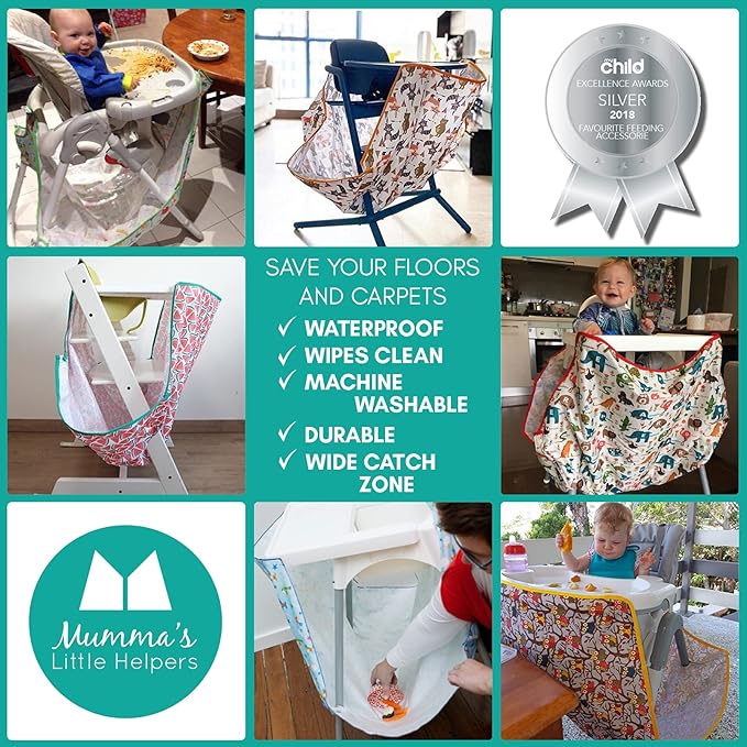 High Chair Food Catcher for Babies & Toddlers, Wipeable & Washable | Mumma's Little Helpers (Rainbows)