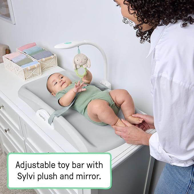 Ingenuity Day & Night Sylvi Baby Changing Pad - Includes Nightlight with Red Light Option to Promote Better Sleep, Easy to Wipe Clean, Ages 0M+