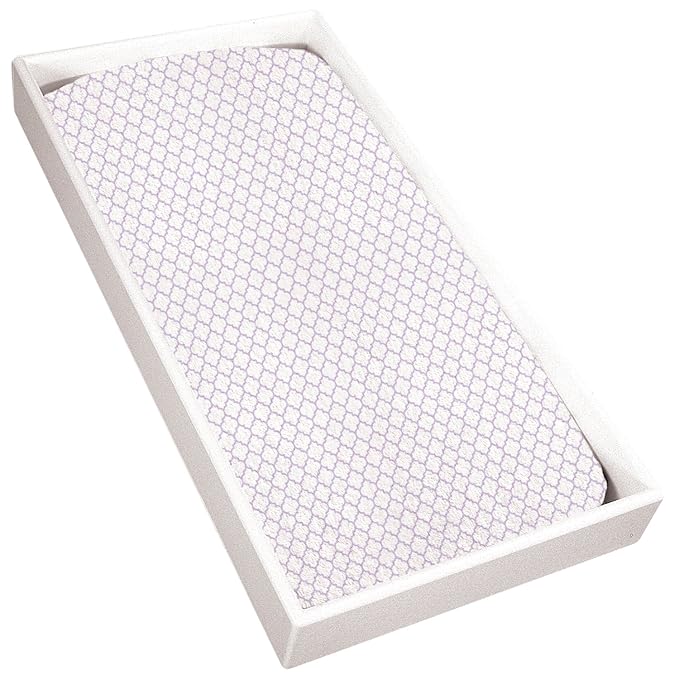 Kushies Change Pad Fitted Sheet Terry, White/Lilac Ornament