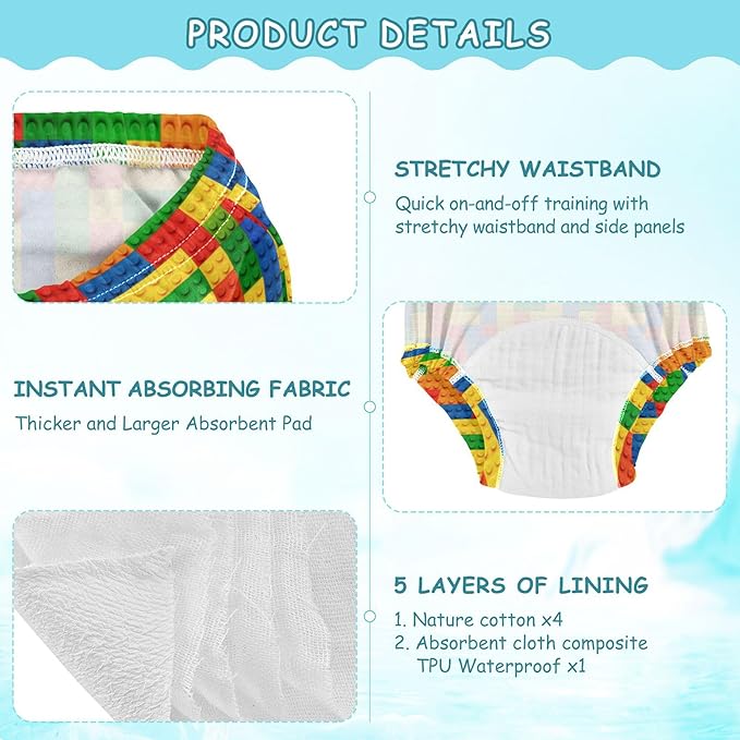 Baby Girls Training Underwear Soft Cotton Short Underwear for 3T A Colorful Pattern with Multi Colors and Shapes