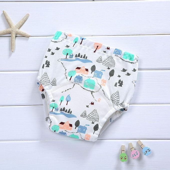 4 Pack Cotton Potty Training Pants for Boys Girls, Learning Designs Training Underwear Pants 12M-4T