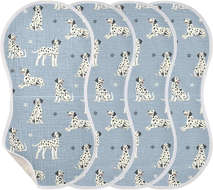 vvfelixl Muslin Burp Cloths Dalmatian Dogs Paw Prints Baby Washcloths for Baby Girl Boys 2 Pack
