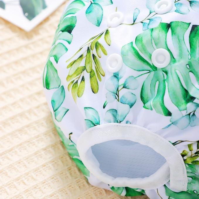 Reusable Swim Diapers for Baby, 3-Pack, Pink Hearts and Animal Prints (3-SW-Leaves)